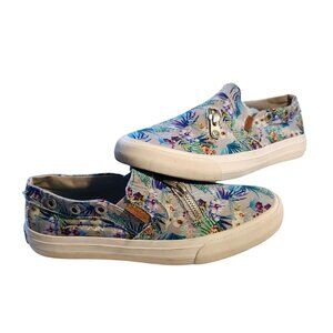 Blowfish Malibu Womens Slip-On Floral Canvas Sneakers With Zipper Accent